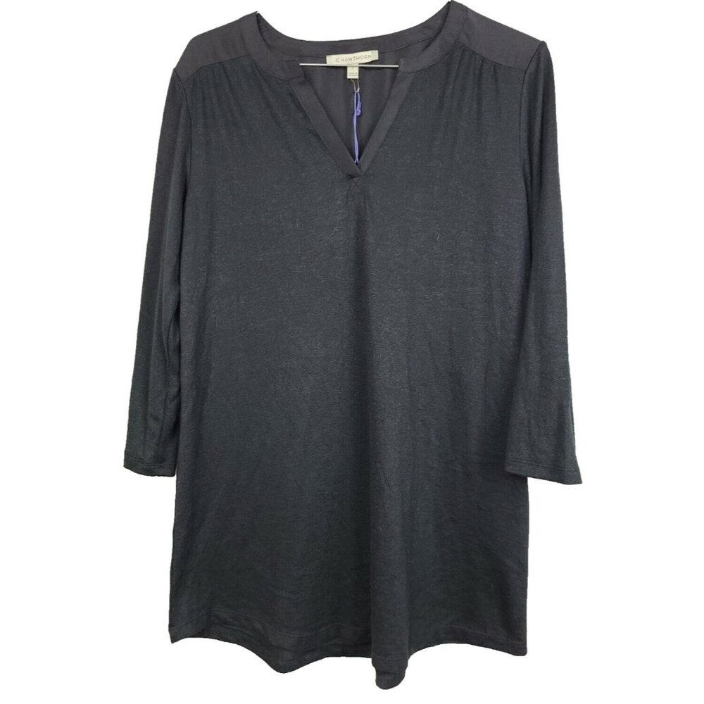 41 Hawthorn Stitch Fix Womens Blouse Top Small Black Mixed Media 3/4 Sleeve NWT